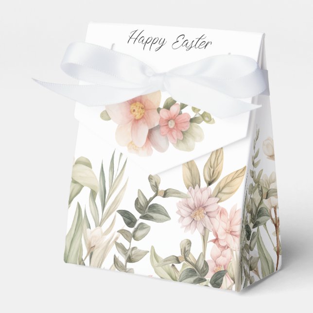 Blommigt Påsk-design i mjuk Grönt och Rosa Presentaskar (Framsidan Sidan)