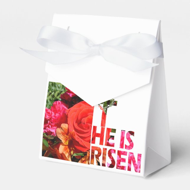 Blommigt Påsk: "Han är Risen" för Gift Bag Presentaskar (Framsidan Sidan)