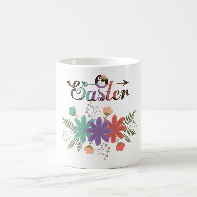 Blommigt Påsk Illustration Kaffemugg (Center)