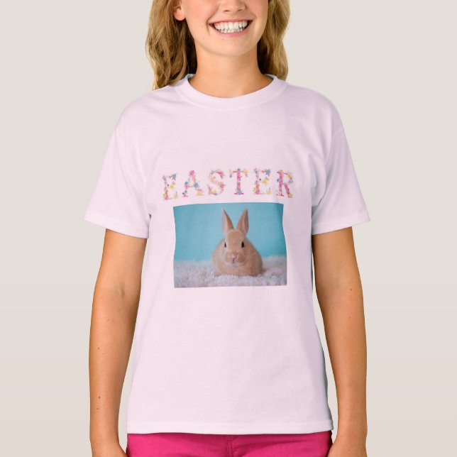Blommigt Påsk med Bunny T Shirt (Framsida)