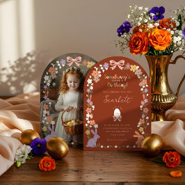 Blommigt Påsk nåbunny har ett foto från födelsedag Inbjudningar