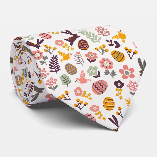 Blommigt Påsk Vår Mönster | Necktie Slips (Rullad)