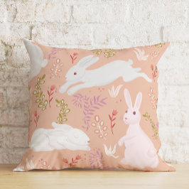 Blommigt Påsk Watercolor Bunny Kudde
