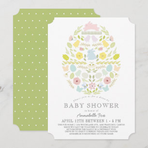 Blommigt Påskägg Bunny Drive by Baby Shower Inbjudningar