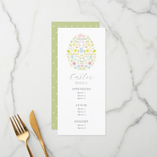 Blommigt Påskägg Bunny Menu Meny