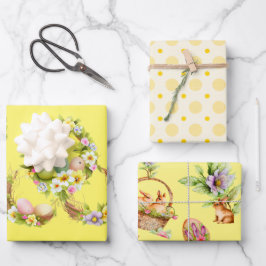 Blommigt Påskägg och Cute Bunnies