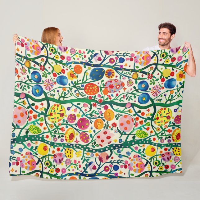 Blommigt Påskägg Plant Fleecefilt (På plats)