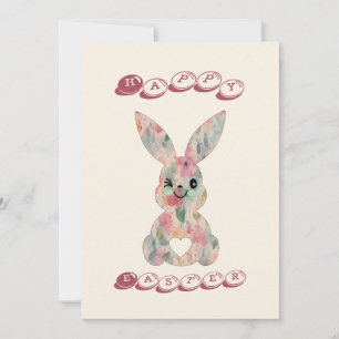 Blommigt Påskhare Card Julkort