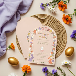 Blommigt Påskhare En nålnys födelsedag Inbjudningar