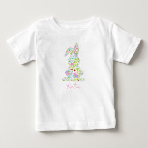 Blommigt Påskhare NAMN Vår Färgfläckig Roligt T Shirt