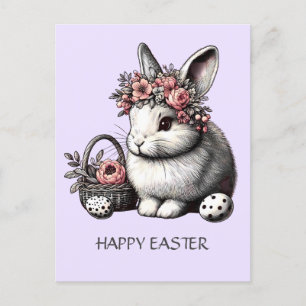 Blommigt Påskhare Tankning på dig Lavender Helg Vykort