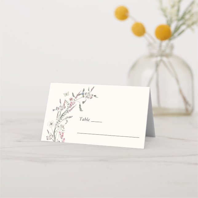 Blommigt Pastel Bröllop Place Card Placeringskort (Framsida)