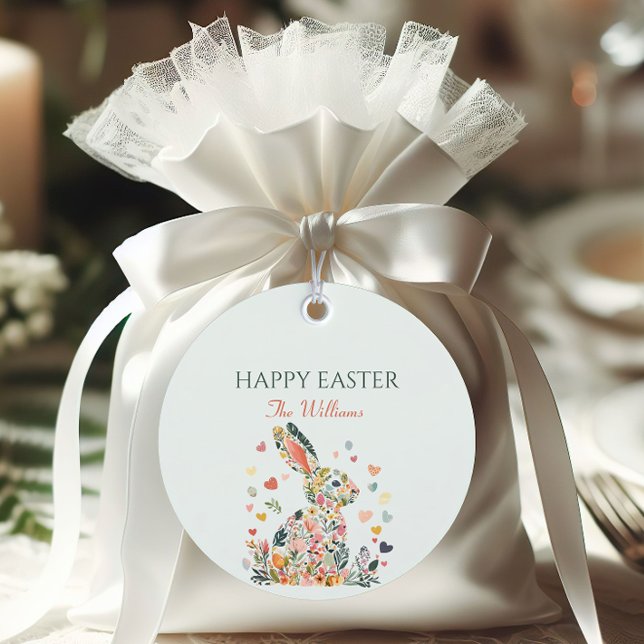 Blommigt Pastel Bunny Påsk Gåvor Etiketter (Skapare uppladdad)