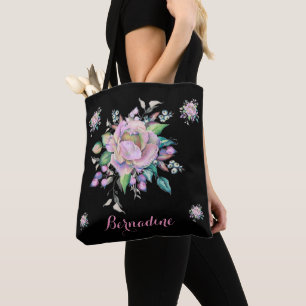 Blommigt Pastel Flowers Watercolor Personalize Tygkasse