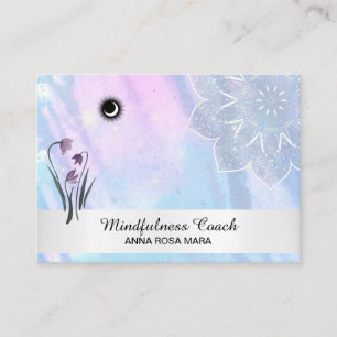 *~* Blommigt Pastel Måne Lacey Mandala Foil Visitkort