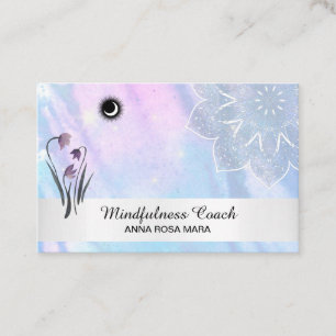 *~* Blommigt Pastel Måne Mandala Foil Visitkort