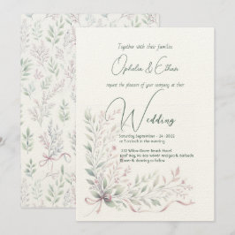 Blommigt Pastel Modern Typography bröllop Inbjudningar