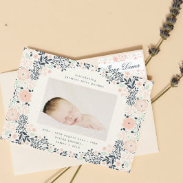 blommigt pastel ram-andedräkt Foto baby-födsel Meddelande