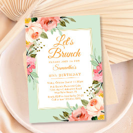 Blommigt Pastels Rosa Låt oss Brunch any event Par Inbjudningar