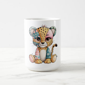 Blommigt Patchwork Cute Baby Cheetah Nurser Kaffemugg