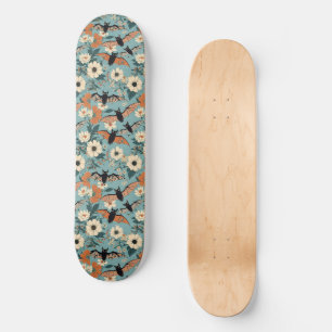 Blommigt Patchwork Halloween Fladdermus & Flowers Mini Skateboard Bräda 18,5 Cm