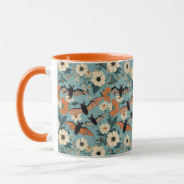 Blommigt Patchwork Halloween Fladdermus & Flowers Mugg