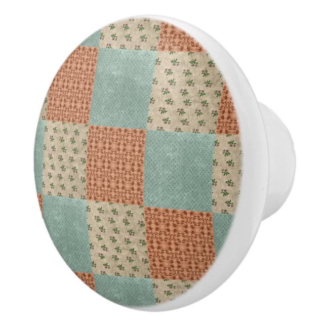 Blommigt Patchwork Mönster Ceramic Knob Knopp (Höger)