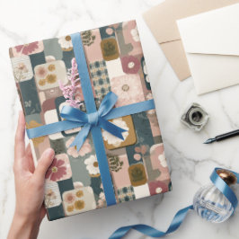 Blommigt Patchwork Mönster-emballering papper Presentpapper