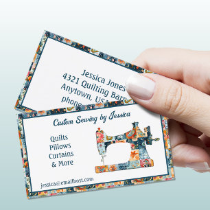 Blommigt Patchwork Sewing Maskin Visitkort