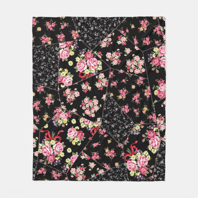 Blommigt Patchwork: Söt Seamless Design. Fleecefilt (Framsidan)