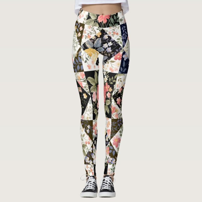 Blommigt Patchwork: Vintage Mix Leggings (Framsida)
