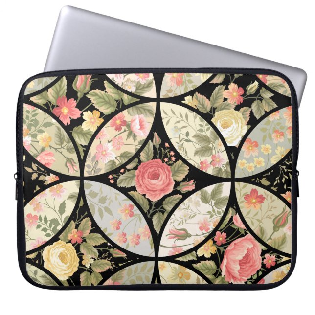 Blommigt Patchwork Vintage Seamless Mönster Laptop Fodral (Framsidan)