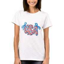Blommigt Patriotic Coquette USA Bow T-Shirt