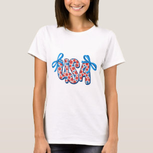 Blommigt Patriotic Coquette USA Bow T-Shirt