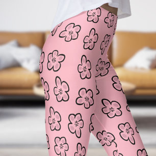 Blommigt Patten för Rosa Blommar Leggings