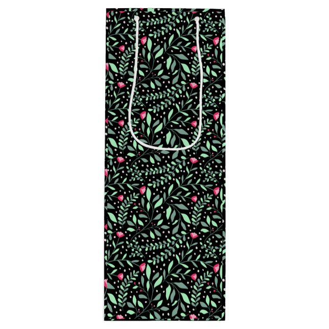 Blommigt pattern.05.FR.pink och Lgreen black BG (Framsidan)