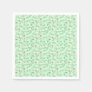 Blommigt pattern.05.FR.pink och Lgreen LGreen BG Pappersservett