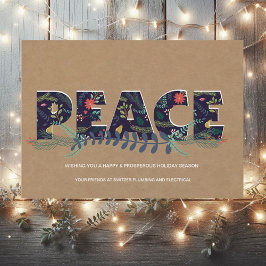 Blommigt Peace Kraft Pappert-visitkort Julkort