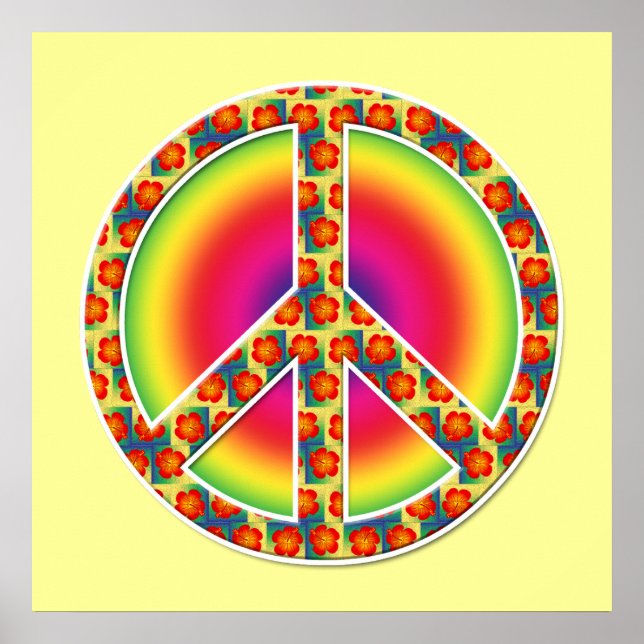 Blommigt Peace-symbol Poster (Framsidan)
