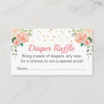 Blommigt Peach Baby Shower Sprinkle Diaper Raffle