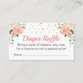 Blommigt Peach Baby Shower Sprinkle Diaper Raffle Tilläggskort
