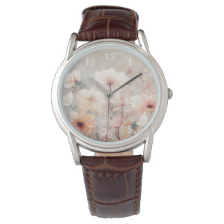 Blommigt Peach Beige Flowers Design 328 Armbandsur