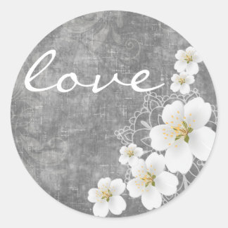 Blommigt: Peach Blommar Bröllop Treat Bag Sticker Runt Klistermärke