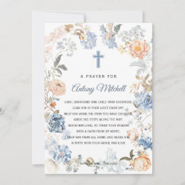 Blommigt Peach  Blue Baptism Prayer Inbjudningar