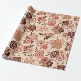 Blommigt Peach Botanical Mönster Gift Presentpapper