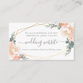 Blommigt Peach Cream Guld Dusty Blue Bröllop webbp Tilläggskort