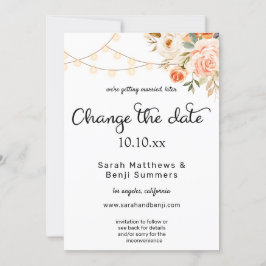  Blommigt & Peach-Ljus Ändra datum Inbjudningar