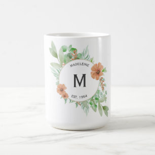 "Blommigt peach" mugg - Personlig-gåva