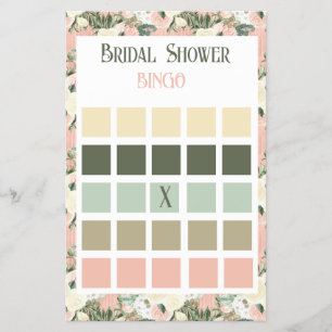 Blommigt Peach och Cream Möhippa Bingo Flygblad