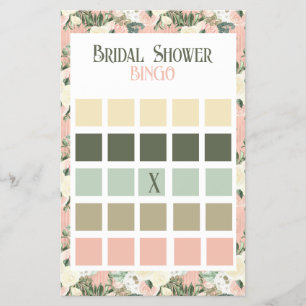 Blommigt Peach och Cream Möhippa Bingo Flygblad